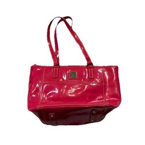 Dooney & Bourke Red Salam Patent Leather Satchel Handbag Purse Tote Quiet Luxury
